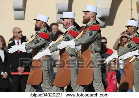 Stock Image - "Parade in front of the Prince's Palace, National Fete du Prince, Principality of Monaco". Fotosearch