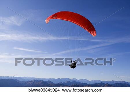 Picture - "Paraglider, Schafberg, St. Wolfgang, Salzkammergut, Salzburg State, Austria, Europe". Fotosearch