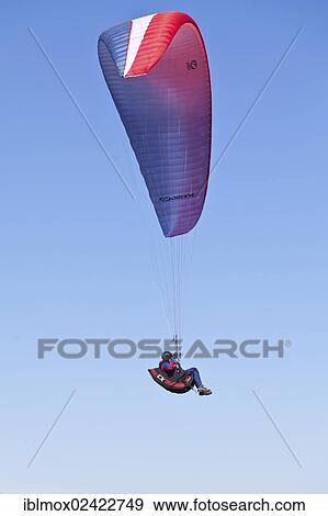 Stock Photo - Paraglider, Upper Bavaria, Bavaria, Germany, Europe, PublicGround, Europe. Fotosearch