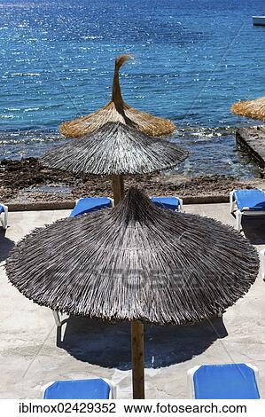 "Parasols, Sant Elm, municipality of Andratx, Sant Elm, Mallorca, Balearic Islands, Mediterranean Sea, Spain, Europe" View Large Photo Image Stock Image - "Parasols, Sant Elm, municipality of Andratx, Sant Elm, Mallorca, Balearic Islands, Mediterranean Sea, Spain, Europe". Fotosearch