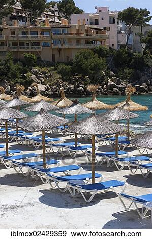 "Parasols, Sant Elm, municipality of Andratx, Sant Elm, Mallorca, Balearic Islands, Mediterranean Sea, Spain, Europe" View Large Photo Image Stock Photo - "Parasols, Sant Elm, municipality of Andratx, Sant Elm, Mallorca, Balearic Islands, Mediterranean Sea, Spain, Europe". Fotosearch