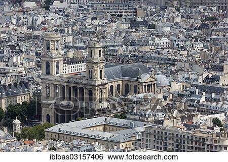 "Parish Church of Saint-Sulpice seen from Tour Montparnasse tower, Saint-Germain-des-Pres, Paris, Ile-de-France, France, Europe" View Large Photo Image Stock Photograph - "Parish Church of Saint-Sulpice seen from Tour Montparnasse tower, Saint-Germain-des-Pres, Paris, Ile-de-France, France, Europe". Fotosearch
