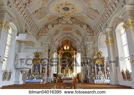 Stock Photography - "Parish Church of St. Catherine, Pfaffing, Wasserburger Land, Upper Bavaria, Bavaria, Germany, Europe". Fotosearch