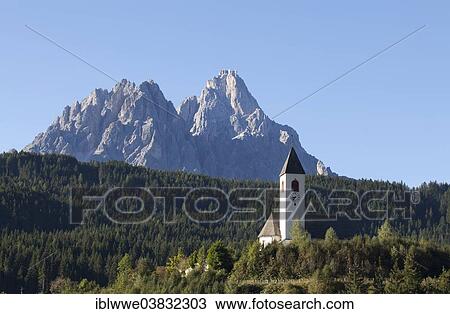 Stock Image - "Parish Church of St. Magdalena, Vierschach, Puster Valley, Sexten Dolomites, South Tyrol, Italy, Europe". Fotosearch