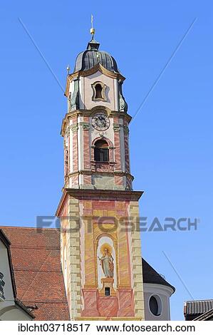 "Parish Church of St. Peter and St. Paul with lueftlmalerei traditional murals, Mittenwald, Werdenfelser Land, Upper Bavaria, Bavaria, Germany, Europe" View Large Photo Image Stock Photo - "Parish Church of St. Peter and St. Paul with lueftlmalerei traditional murals, Mittenwald, Werdenfelser Land, Upper Bavaria, Bavaria, Germany, Europe". Fotosearch