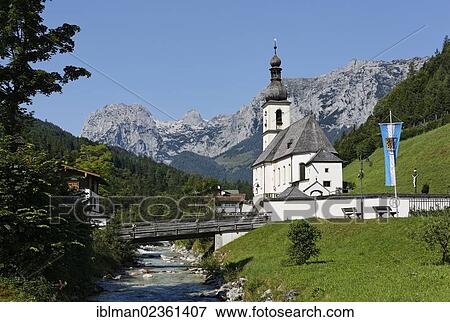 "Parish Church of St. Sebastian, Ramsauer Ache, Reiter Alps at the rear, Malerwinkel, Ramsau bei Berchtesgaden, Berchtesgadener Land, Upper Bavaria, Bavaria, Germany, Europe, PublicGround, Europe" View Large Photo Image Stock Photo - "Parish Church of St. Sebastian, Ramsauer Ache, Reiter Alps at the rear, Malerwinkel, Ramsau bei Berchtesgaden, Berchtesgadener Land, Upper Bavaria, Bavaria, Germany, Europe, PublicGround, Europe". Fotosearch