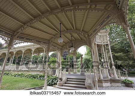 "Park colonnade, historic cast iron construction, Karlovy Vary, Karlovy Vary Region, Bohemia, Czech Republic, Europe" View Large Photo Image Stock Photo - "Park colonnade, historic cast iron construction, Karlovy Vary, Karlovy Vary Region, Bohemia, Czech Republic, Europe". Fotosearch