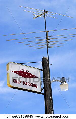 "Parking sign for UFOs at the """"Little A'Le'Inn"""" pub, Rachel, Rachel, Nevada, United States, North America" View Large Photo Image Stock Photo - "Parking sign for UFOs at the """"Little A'Le'Inn"""" pub, Rachel, Rachel, Nevada, United States, North America". Fotosearch
