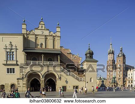 "Part of Krakow Cloth Hall, with St. Mary's Basilica, Stare Miasto old town, Krakow, Lesser Poland Voivodeship, Poland, Europe" View Large Photo Image Stock Image - "Part of Krakow Cloth Hall, with St. Mary's Basilica, Stare Miasto old town, Krakow, Lesser Poland Voivodeship, Poland, Europe". Fotosearch