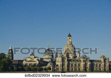 "Part of the """"Bruehlsche Terasse"""", the """"Akademie der Kuenste"""" and the """"Frauenkirche"""", seen across the river Elbe from the bridge """"Carolabrucke"""".. Dresden, Germany, Europe" View Large Photo Image Picture - "Part of the """"Bruehlsche Terasse"""", the """"Akademie der Kuenste"""" and the """"Frauenkirche"""", seen across the river Elbe from the bridge """"Carolabrucke"""".. Dresden, Germany, Europe". Fotosearch