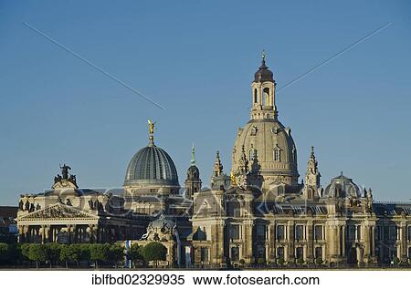 "Part of the """"Bruehlsche Terasse"""", the """"Akademie der Kuenste"""" and the """"Frauenkirche"""", seen across the river Elbe from the bridge """"Carolabrucke"""".. Dresden, Germany, Europe" View Large Photo Image Stock Photography - "Part of the """"Bruehlsche Terasse"""", the """"Akademie der Kuenste"""" and the """"Frauenkirche"""", seen across the river Elbe from the bridge """"Carolabrucke"""".. Dresden, Germany, Europe". Fotosearch
