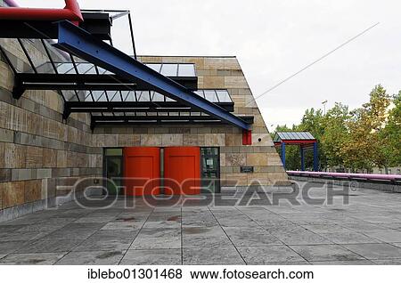 Stock Photo - "Partial view of the state gallery, entrance, Stuttgart, Baden-Wuerttemberg, Germany, Europe". Fotosearch