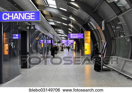Stock Photograph - "Passage connecting the terminal buildings, Frankfurt Airport, Frankfurt am Main, Hesse, Germany, Europe". Fotosearch