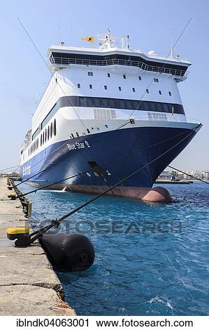 "Passenger ferry Blue Star 2 in the harbour of Rhodes, Dodecanese, South Aegean, Greece, Europe" View Large Photo Image Stock Image - "Passenger ferry Blue Star 2 in the harbour of Rhodes, Dodecanese, South Aegean, Greece, Europe". Fotosearch
