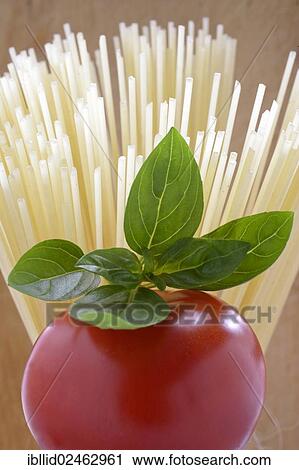 Stock Image - "Pasta, tomato, basil". Fotosearch