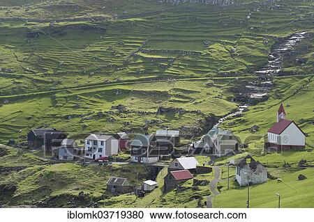 "Pasture and creek, village threatened by depopulation, Hattarvik, Fugloy, Norooyar, Faroe Islands, Denmark, Europe" View Large Photo Image Stock Image - "Pasture and creek, village threatened by depopulation, Hattarvik, Fugloy, Norooyar, Faroe Islands, Denmark, Europe". Fotosearch