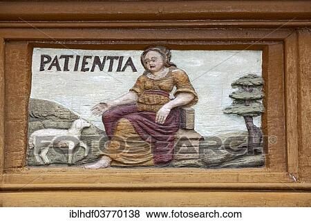 "Patientia, Latin for patience, wood carving, Alte Lateinschule Alfeld building, Alfeld, Lower Saxony, Germany, Europe" View Large Photo Image Stock Photo - "Patientia, Latin for patience, wood carving, Alte Lateinschule Alfeld building, Alfeld, Lower Saxony, Germany, Europe". Fotosearch