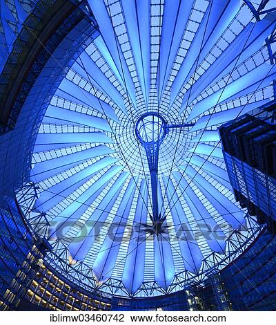 "Patio area and roof of the Sony Center, Potsdamer Platz square, at night, Mitte, Berlin, Berlin, Germany, Europe" View Large Photo Image Stock Image - "Patio area and roof of the Sony Center, Potsdamer Platz square, at night, Mitte, Berlin, Berlin, Germany, Europe". Fotosearch