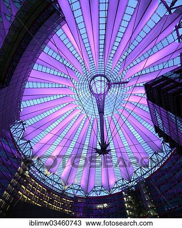 "Patio area and roof of the Sony Center, Potsdamer Platz square, at night, Berlin, Berlin, Germany, Europe" View Large Photo Image Stock Image - "Patio area and roof of the Sony Center, Potsdamer Platz square, at night, Berlin, Berlin, Germany, Europe". Fotosearch