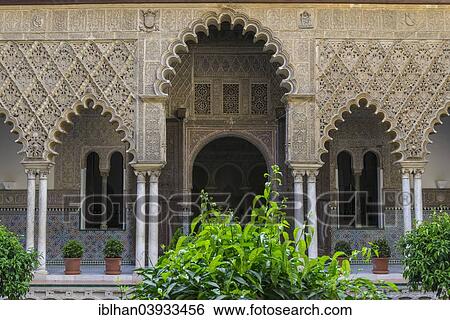 "Patio de las Doncellas, Alcazar Palace, Seville, Andalusia, Spain, Europe" View Large Photo Image Stock Photograph - "Patio de las Doncellas, Alcazar Palace, Seville, Andalusia, Spain, Europe". Fotosearch