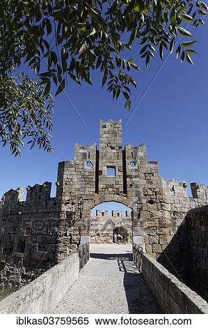Stock Photography - "Paulus Gate or Agios Pavlos Gate, medieval fortress complex, historic town centre, Rhodes, Island of Rhodes, Dodecanese, Greece, Europe". Fotosearch
