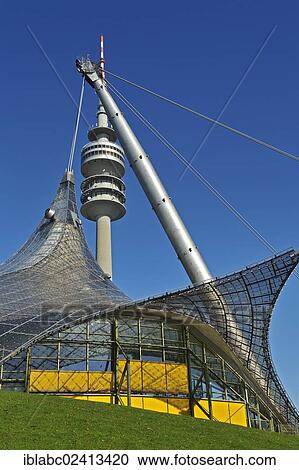 Pavilion-roof of the Olympic Hall and the television tower, Munich, Bavaria, Germany, Europe View Large Photo Image Stock Image - Pavilion-roof of the Olympic Hall and the television tower, Munich, Bavaria, Germany, Europe. Fotosearch