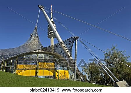 Pavilion-roof of the Olympic Hall and the television tower, Munich, Bavaria, Germany, Europe View Large Photo Image Stock Photo - Pavilion-roof of the Olympic Hall and the television tower, Munich, Bavaria, Germany, Europe. Fotosearch