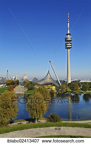 Pavilion-roof of the Olympic Hall, lake Olympiasee and the television tower, Munich, Bavaria, Germany, Europe View Large Photo Image Stock Photo - Pavilion-roof of the Olympic Hall, lake Olympiasee and the television tower, Munich, Bavaria, Germany, Europe. Fotosearch