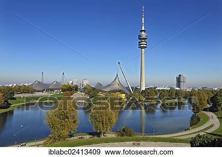 Pavilion-roof of the Olympic Hall, lake Olympiasee, the television tower and the BMW towers, Munich, Bavaria, Germany, Europe View Large Photo Image Stock Photo - Pavilion-roof of the Olympic Hall, lake Olympiasee, the television tower and the BMW towers, Munich, Bavaria, Germany, Europe. Fotosearch
