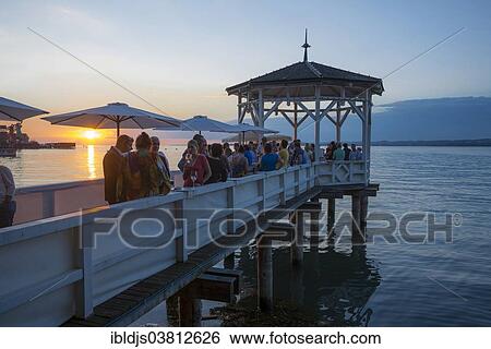 Stock Photograph - "Pavilion with a bar on Lake Constance, Bregenz, Vorarlberg, Austria, Europe". Fotosearch