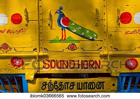 "Peacock, painting on a truck, Rameswaram, Pamban Island, Tamil Nadu, India, Asia" View Large Photo Image Stock Photography - "Peacock, painting on a truck, Rameswaram, Pamban Island, Tamil Nadu, India, Asia". Fotosearch