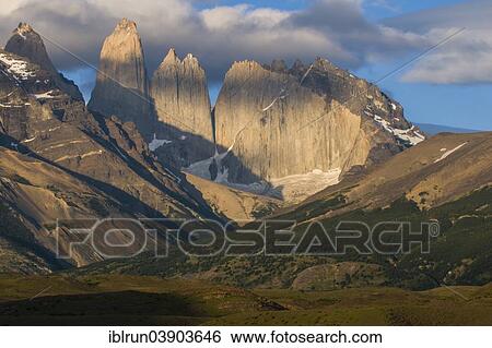 "Peaks of Torres del Paine in the morning light, Torres del Paine National Park, Patagonia, Chile, South America" View Large Photo Image Stock Photograph - "Peaks of Torres del Paine in the morning light, Torres del Paine National Park, Patagonia, Chile, South America". Fotosearch