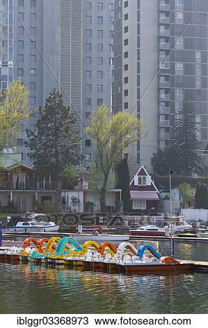"Pedal boats on the Old Danube River with Donau City, Donau City, Vienna, State of Vienna, Austria, Europe" View Large Photo Image Stock Image - "Pedal boats on the Old Danube River with Donau City, Donau City, Vienna, State of Vienna, Austria, Europe". Fotosearch