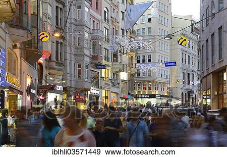 "Pedestrian street, Istiklal Street or Istiklal Caddesi, Beyoglu, Istanbul, European side, Istanbul Province, Turkey, European side, Europe" View Large Photo Image Stock Photo - "Pedestrian street, Istiklal Street or Istiklal Caddesi, Beyoglu, Istanbul, European side, Istanbul Province, Turkey, European side, Europe". Fotosearch