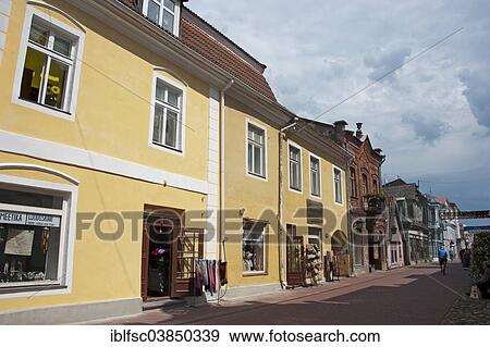 Stock Photo - "Pedestrian zone, town centre, Ruutli, Parnu, Estonia, Baltic States, Europe". Fotosearch
