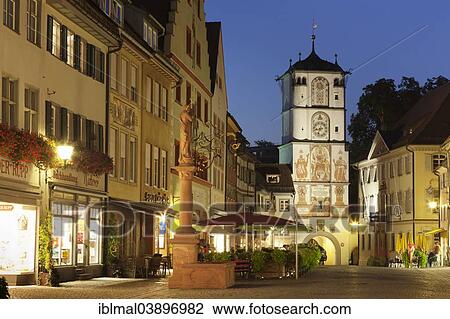 "Pedestrian zone with Ravensburg Gate and Adlerbrunnen fountain, Wangen, Upper Swabia, Baden-Wurttemberg, Germany, Europe" View Large Photo Image Stock Image - "Pedestrian zone with Ravensburg Gate and Adlerbrunnen fountain, Wangen, Upper Swabia, Baden-Wurttemberg, Germany, Europe". Fotosearch