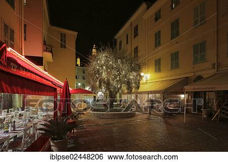 "Pedestrian zone with restaurants at night, Menton, Departement Alpes Maritimes, Region Provence Alpes Cote d'Azur, France, Europe" View Large Photo Image Stock Photograph - "Pedestrian zone with restaurants at night, Menton, Departement Alpes Maritimes, Region Provence Alpes Cote d'Azur, France, Europe". Fotosearch