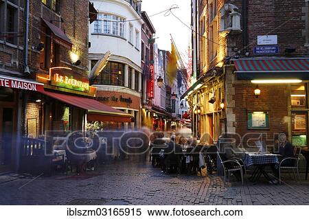 "Pedestrian zone with restaurants at dusk, Brussels, Brussels Region, Belgium, Europe" View Large Photo Image Stock Photography - "Pedestrian zone with restaurants at dusk, Brussels, Brussels Region, Belgium, Europe". Fotosearch