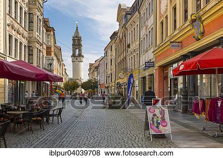 "Pedestrianised zone of Reichenstrasse street from Hauptmarkt square to the leaning Reichenturm Tower, Bautzen, Saxony, Germany, Europe" View Large Photo Image Stock Photo - "Pedestrianised zone of Reichenstrasse street from Hauptmarkt square to the leaning Reichenturm Tower, Bautzen, Saxony, Germany, Europe". Fotosearch
