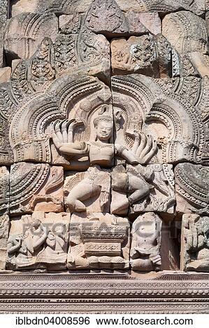 Stock Photograph - "Pediment adorning the doorway to the main tower depicting Shiva Nataraja or Hindu god in dancing posture, Prasat Hin Phanom Rung temple, Phanom Rung historical park, Buriram province, Thailand, Asia". Fotosearch