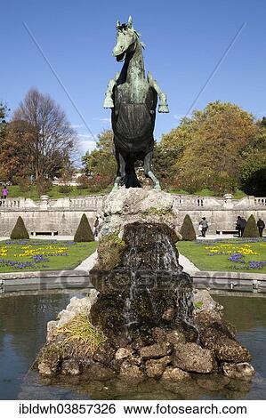 Stock Photograph - "Pegasus Fountain in Mirabell Gardens, Salzburg, Land Salzburg, Austria, Europe". Fotosearch