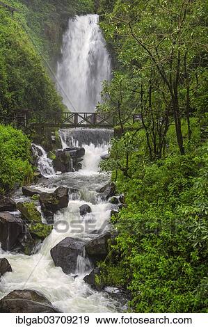 Stock Photo - "Peguche Waterfall, Otavalo, Imbabura Province, Ecuador, South America". Fotosearch