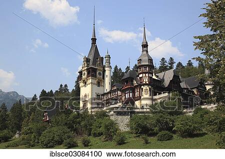 Stock Image - "Pele? Ö Castle, Sinaia, Prahova County, Wallachia, Romania, Europe". Fotosearch
