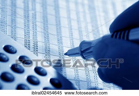 Stock Photography - "Pen marking stock prices, financial markets, stock exchange". Fotosearch