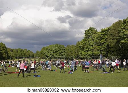 "People doing gymnastics in a park, Westpark, Munich, Upper Bavaria, Bavaria, Germany, Europe" View Large Photo Image Stock Image - "People doing gymnastics in a park, Westpark, Munich, Upper Bavaria, Bavaria, Germany, Europe". Fotosearch