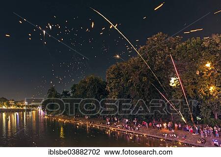 "People on the banks of Maenam Ping, Khoom Loy, Kong Ming lanterns, Loi Krathong Festival of Lights, Chiang Mai, Northern Thailand, Thailand, Asia" View Large Photo Image Stock Image - "People on the banks of Maenam Ping, Khoom Loy, Kong Ming lanterns, Loi Krathong Festival of Lights, Chiang Mai, Northern Thailand, Thailand, Asia". Fotosearch
