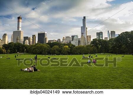 Stock Photo - "People on the Sheep Meadow, Central Park, Manhattan, New York, United States, North America". Fotosearch