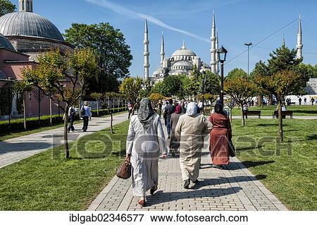 "People walking towards the Sultan Ahmed Mosque or Blue Mosque, Istanbul, Turkey, Asia" View Large Photo Image Stock Photo - "People walking towards the Sultan Ahmed Mosque or Blue Mosque, Istanbul, Turkey, Asia". Fotosearch