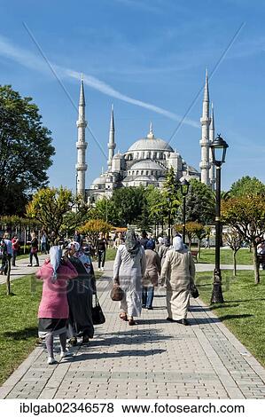 "People walking towards the Sultan Ahmed Mosque or Blue Mosque, Istanbul, Turkey, Asia" View Large Photo Image Stock Photo - "People walking towards the Sultan Ahmed Mosque or Blue Mosque, Istanbul, Turkey, Asia". Fotosearch