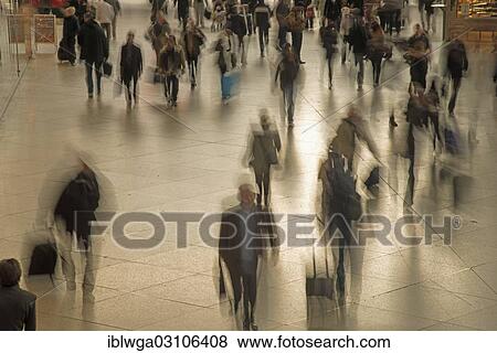 "People with blurred outlines, walking in the concourse, Hauptbahnhof, Munich, Upper Bavaria, Bavaria, Germany, Europe" View Large Photo Image Stock Photo - "People with blurred outlines, walking in the concourse, Hauptbahnhof, Munich, Upper Bavaria, Bavaria, Germany, Europe". Fotosearch